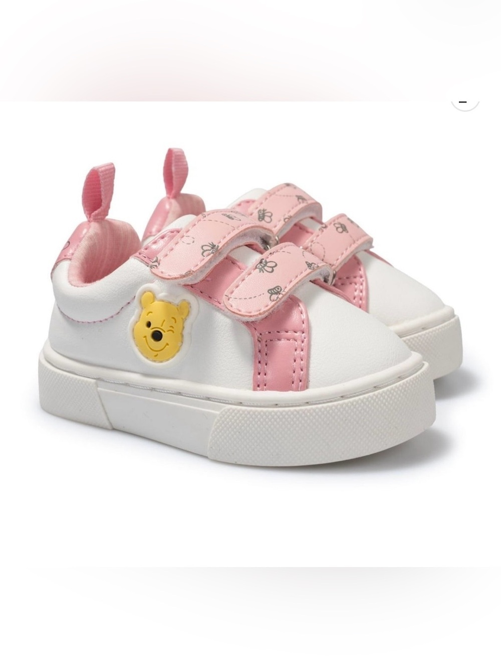 Disney Baby White and Pink Winnie-The-Pooh Velcro Sneakers size 4